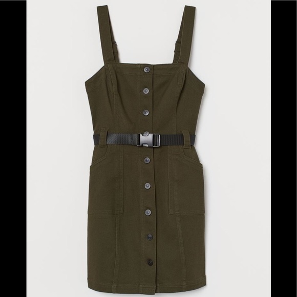 H&M Divided Overall Dress With Pockets Button Front Size 6 - Picture 1 of 7